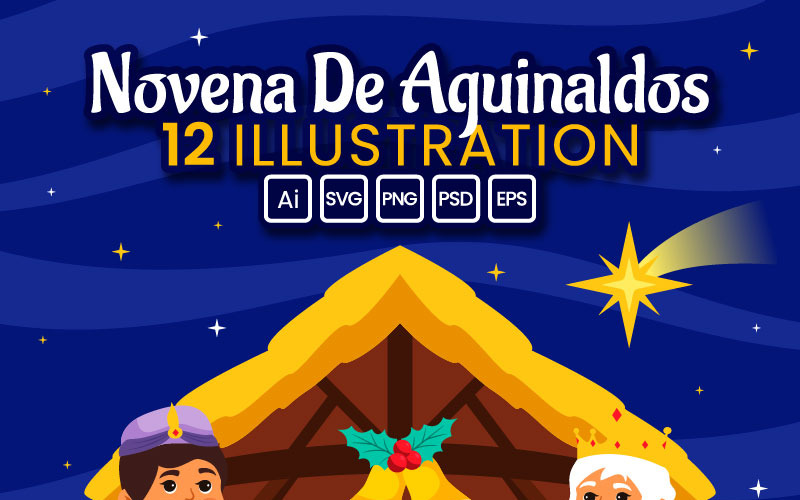 12 Novena De Aguinaldos İllüstrasyonu