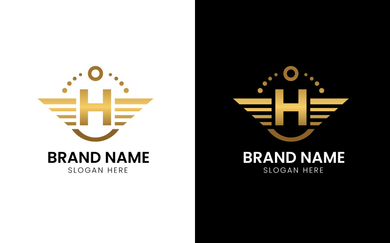 Letter H luxury wing logo-11-533