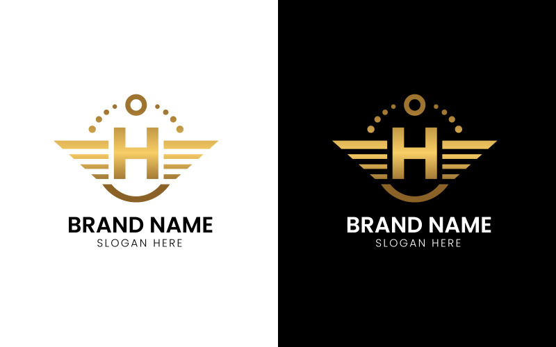 Lettre H logo aile de luxe-11-533
