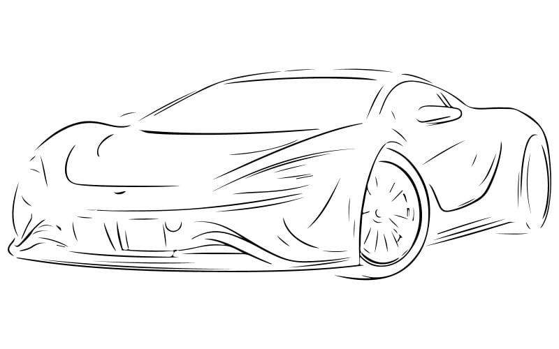 Un dessin au trait d'une voiture de sport
