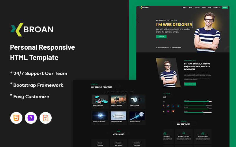 Broan – Osobisty responsywny szablon witryny internetowej