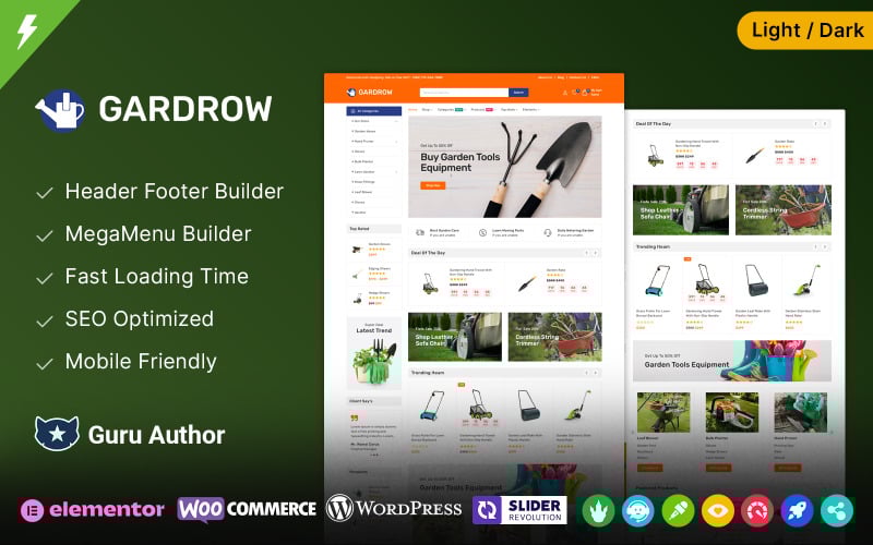 Gardrow - Thème WordPress WooCommerce Elementor pour le jardinage et l'aménagement paysager