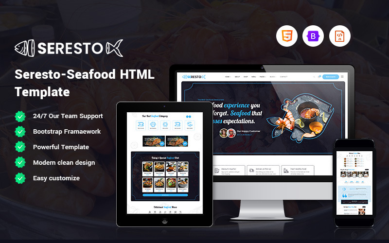 Seresto - Шаблон сайта о морепродуктах