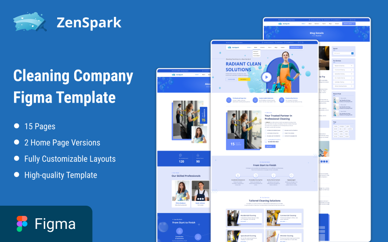 ZenSpark – Takarítóvállalat Figma sablon