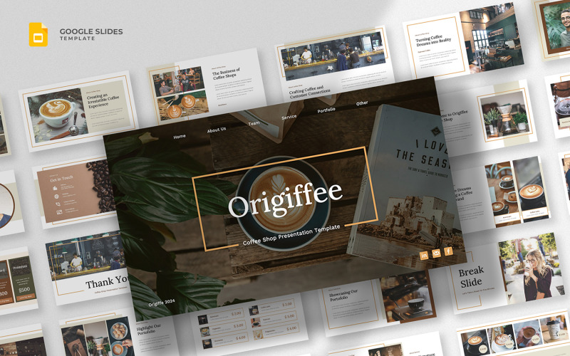 Origiffee - Шаблон Google Slides для кофейни