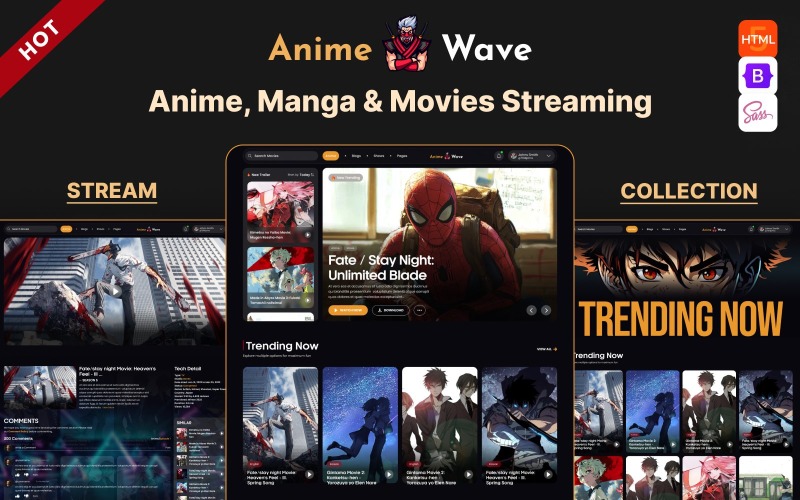 Anime Wave - Modello di sito Web HTML per film anime, manga e K-pop