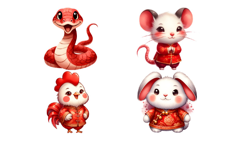 Chinesisches Neujahr, Tierkreiszeichen Clipart