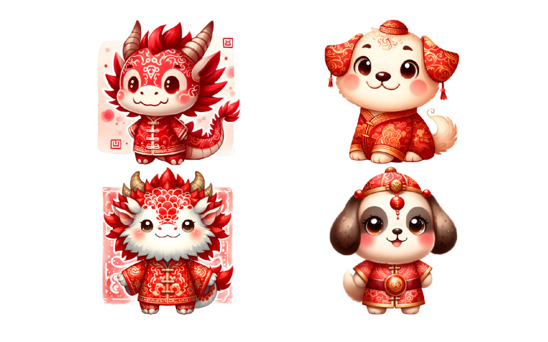 Clipart de animales del zodiaco rojo