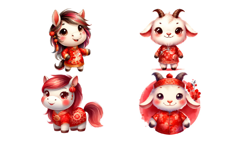 Clipart de Nochevieja de animales del zodiaco