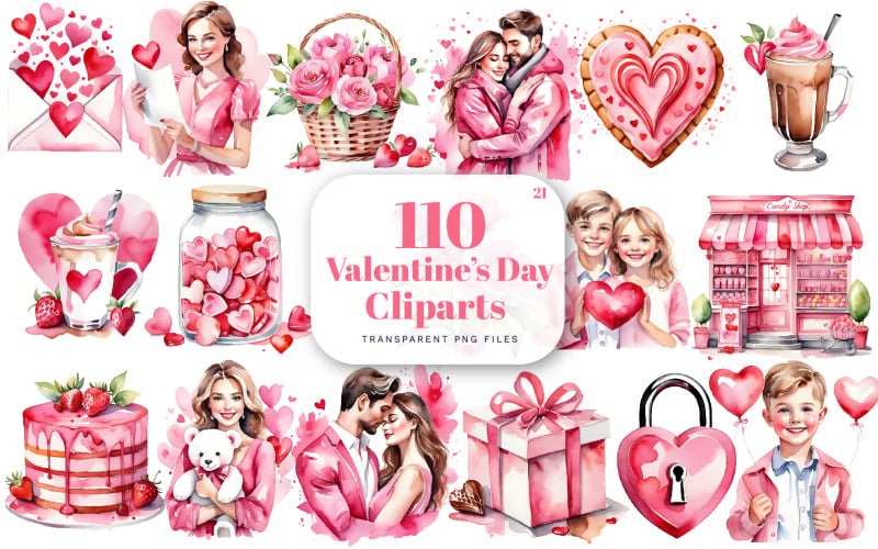 Akvarel Šťastný Valentines Day Balíček