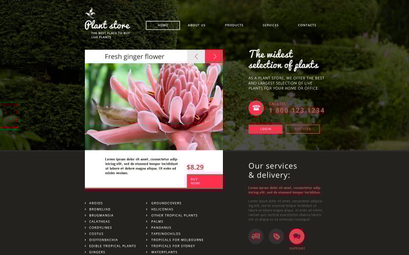 адаптивный шаблон сайта цветочного магазина