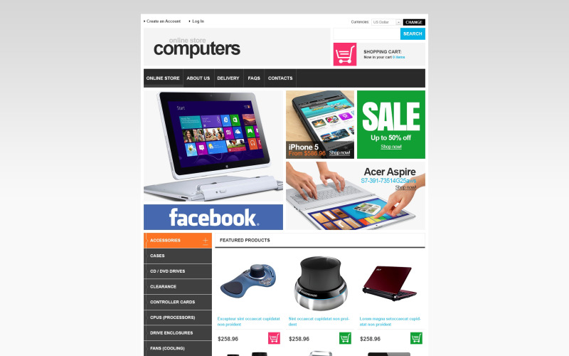 Компьютеры и компоненты VirtueMart Template