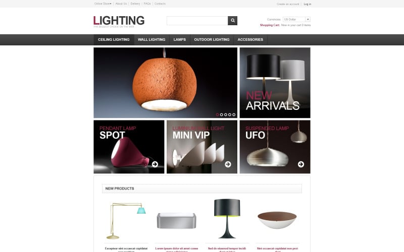 Osvětlení pro domácí a kancelářské šablony VirtueMart