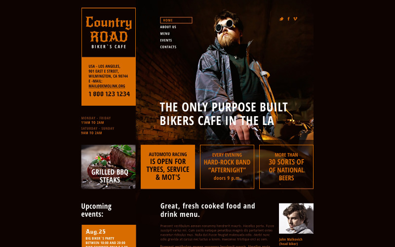 Responsieve websitesjabloon voor café en restaurant