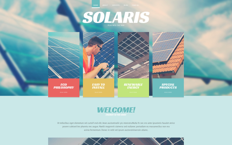 Šablona webových stránek reagující na sluneční energii