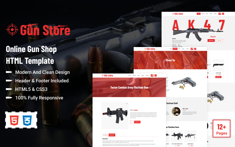 Loja de armas - Modelo HTML de loja de armas online