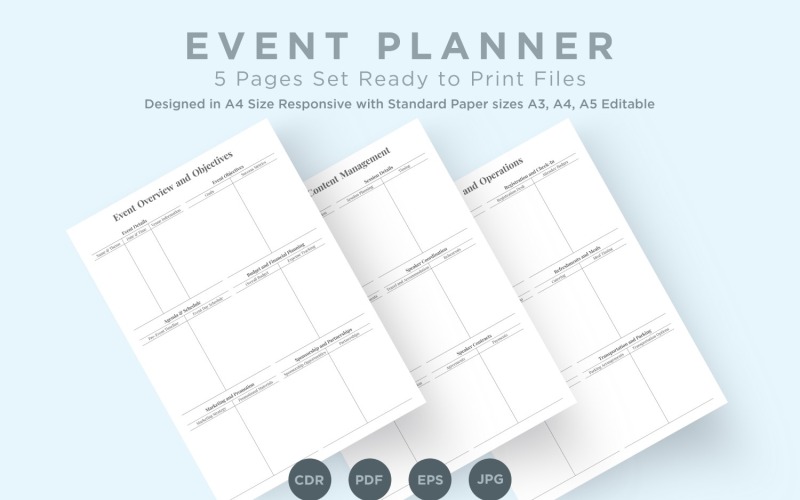 Evenementenplanningspagina's Set V-19