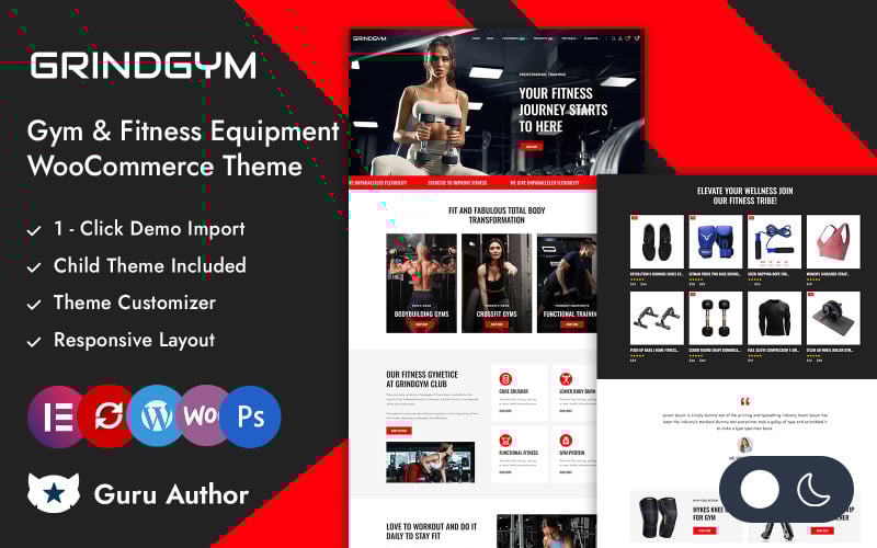 Grindgym - 健身房、瑜伽和健身器材商店 Elementor WooCommerce 响应式主题
