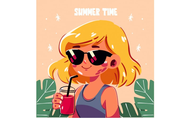 Handritad sommarillustration