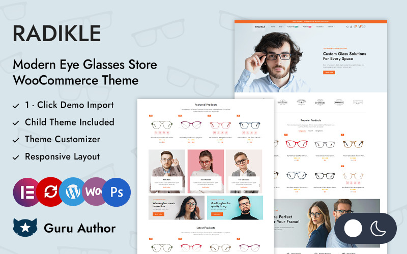 Radikle - 眼镜和眼镜商店 Elementor WooCommerce 响应式主题