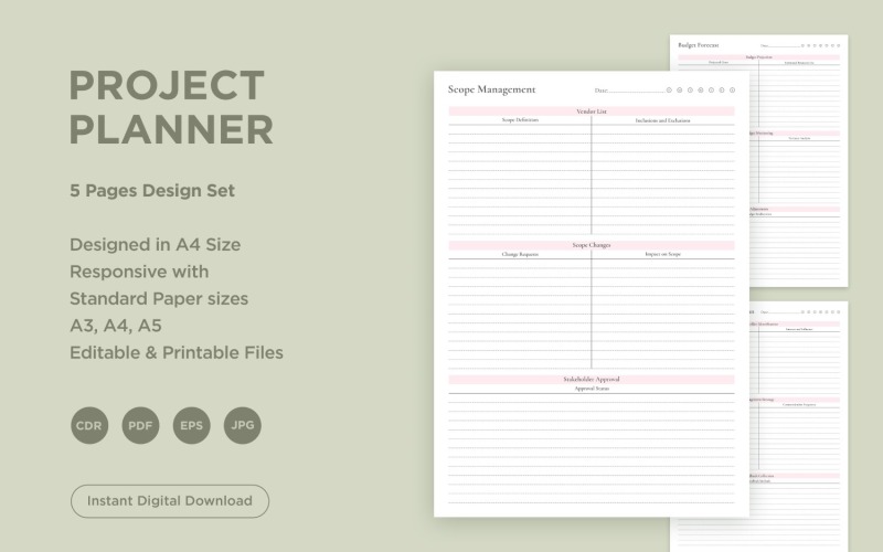Pagine di pianificazione del progetto Set V-08