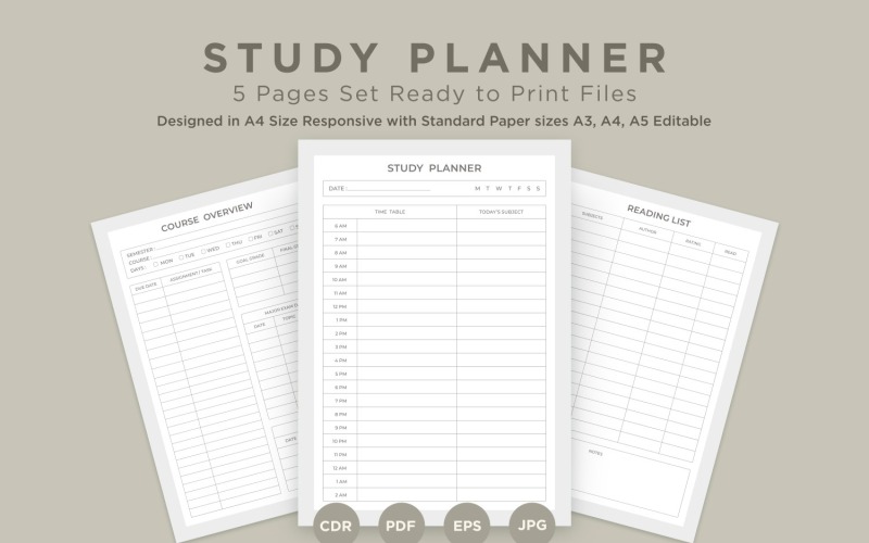 Studienplanungsseiten-Set V-11