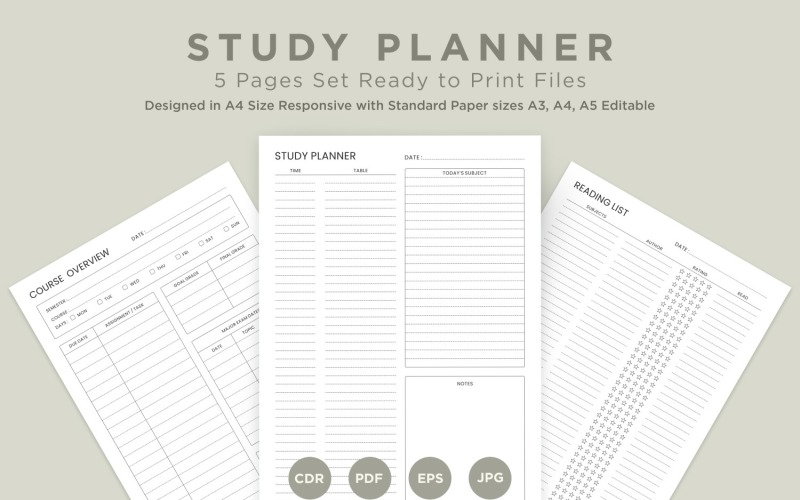 Studienplanungsseiten-Set V-12