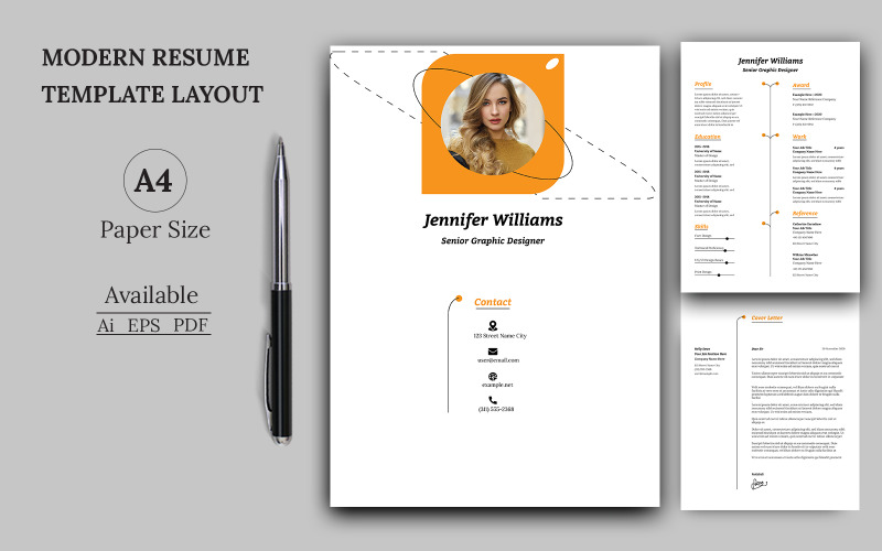 Burnt Orange Color Resume Template