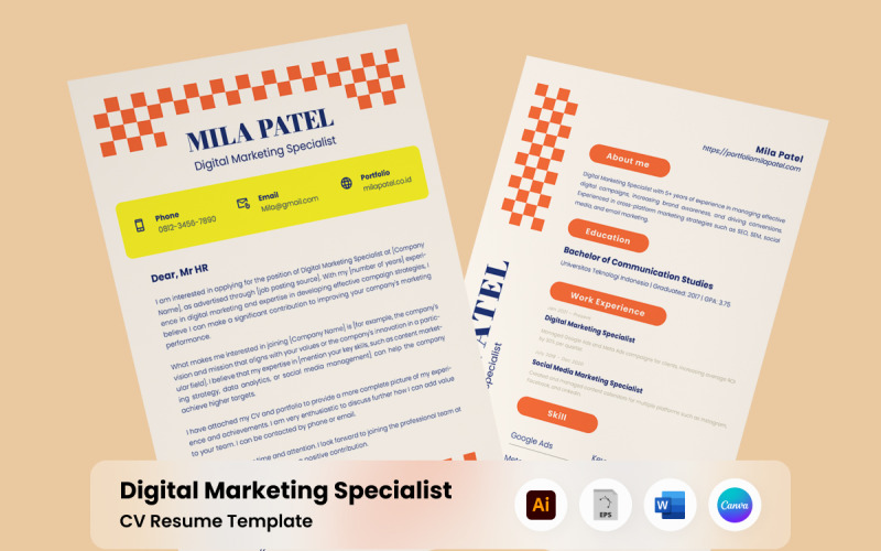 Stylish CV Resume for Marketing Experts