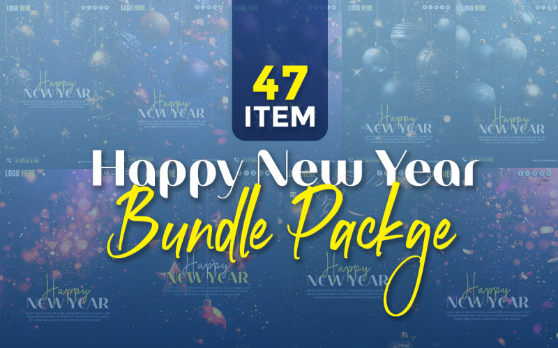 Happy New Year Social Media Banner Poster Template Bundle