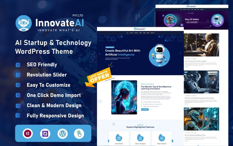 AI indítási és technológiai WordPress téma