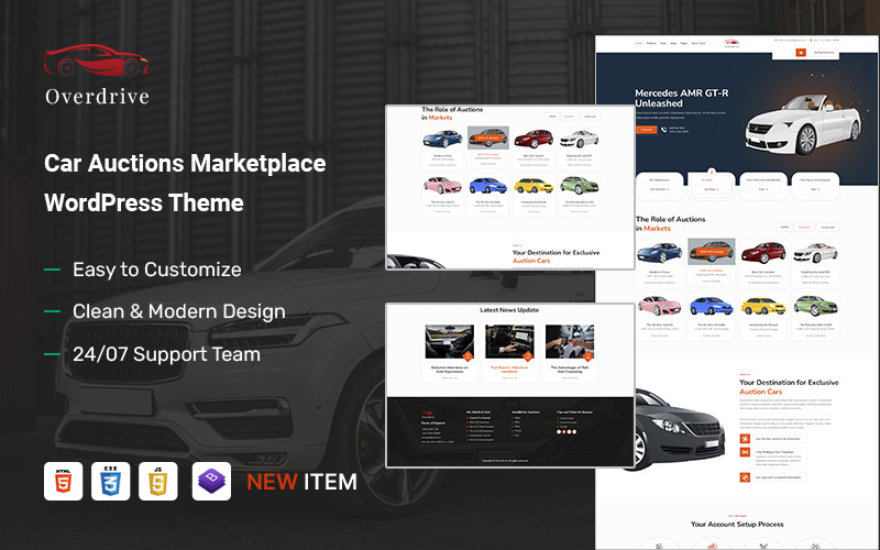 Overdrive – Autóaukciós piactér és acélművek WordPress téma
