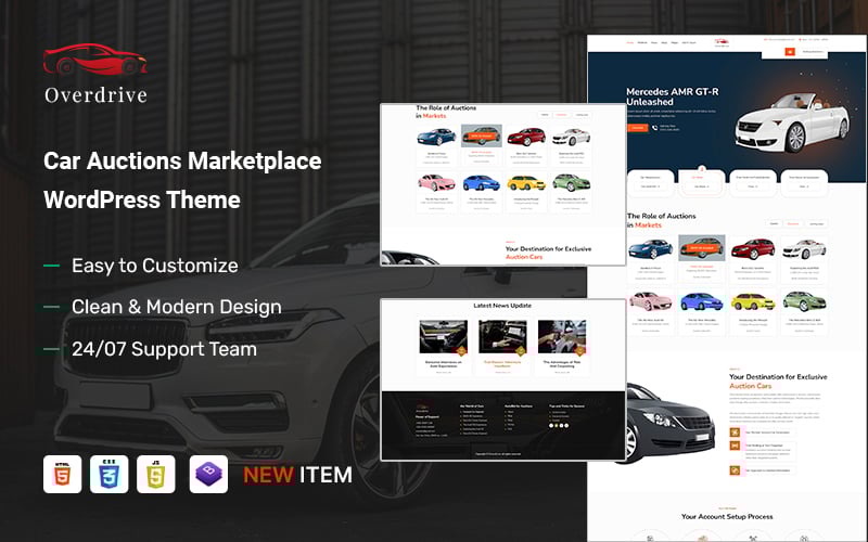 Overdrive – Mercato delle aste di auto e tema WordPress per acciaierie
