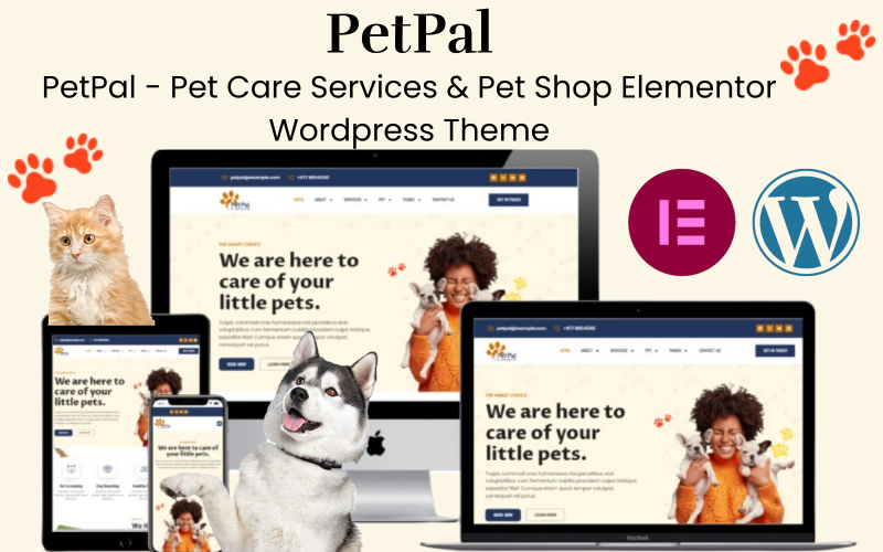 PetPal - Serviços de cuidados com animais de estimação e tema WordPress Elementor para pet shop