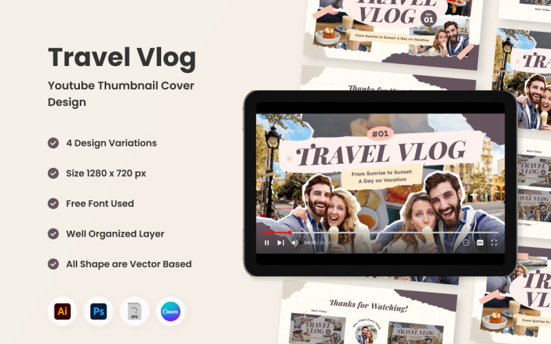 Progettazione miniatura YouTube di viaggio