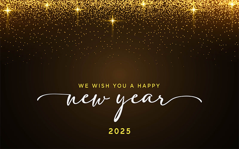 Szczęśliwego Nowego Roku 2025 z brokatem