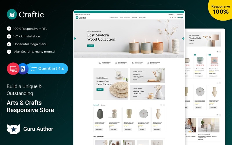 Craftic – 艺术和工艺品响应式 Opencart 商店