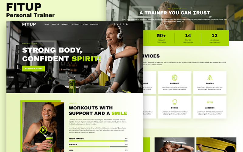 Fitup - Personal Trainer & Fitness, Gym HTML5-landingspagina