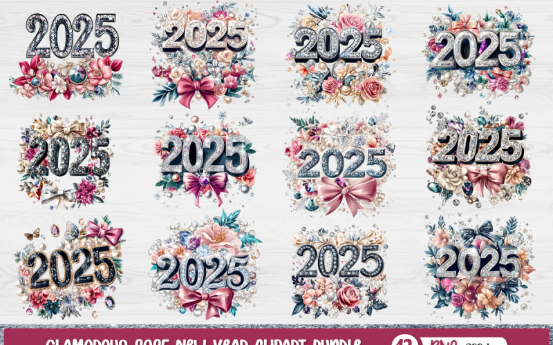 Pakiet clipartów noworocznych Glamorous 2025