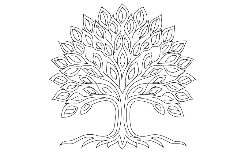 Un hermoso dibujo lineal de un árbol.