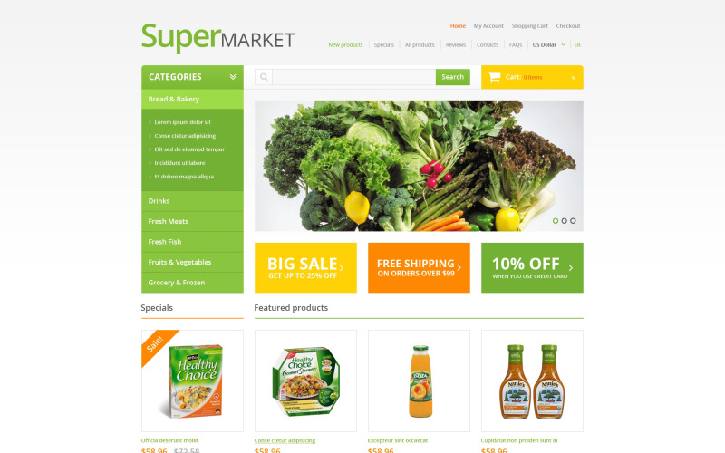 продуктовый магазин zencart шаблон