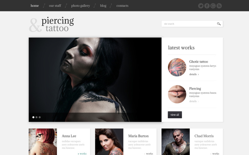 Tema WordPress del salone di bellezza del tatuaggio