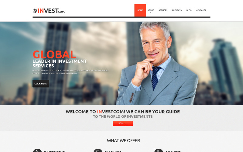 Thème WordPress réactif pour les sociétés d'investissement