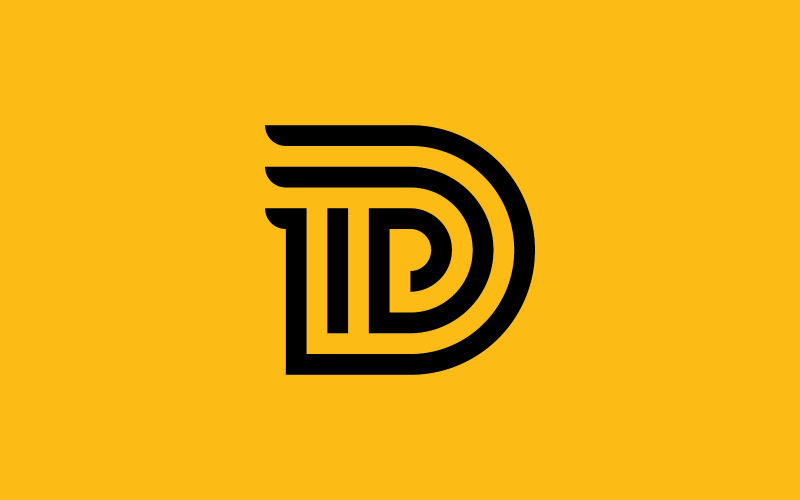 Design e modelo de logotipo D. Iniciais criativas de ícone D baseadas em letras 5