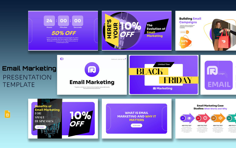 Modello di diapositiva di Google Email Marketing