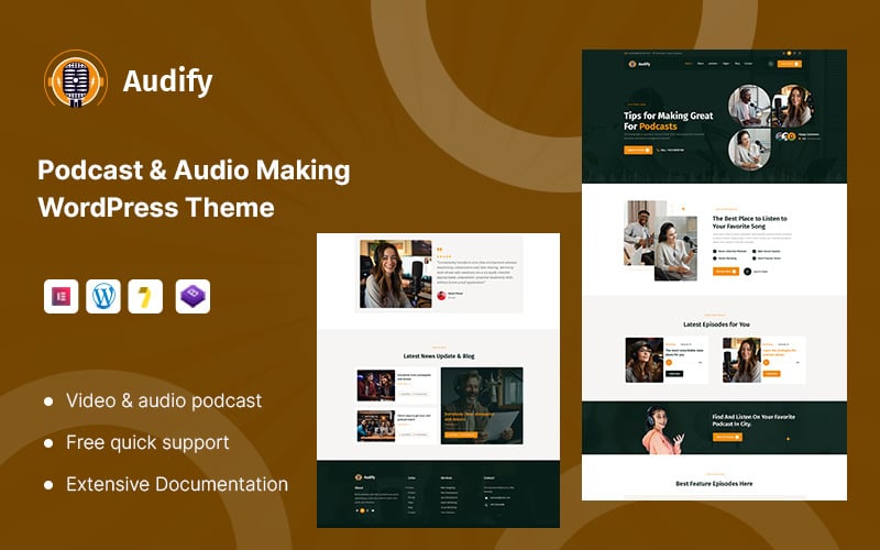 Audiify – 播客音频制作和音乐学校 WordPress 主题