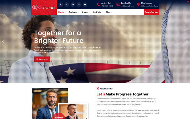Catalea Politics 政党和政府Joomla模板