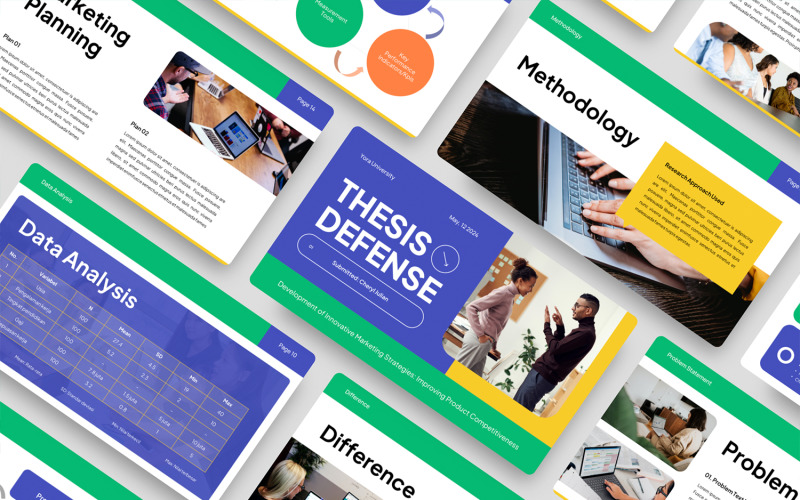 Google Slide-Vorlage für die Verteidigung der Abschlussarbeit mit Marketingstrategie