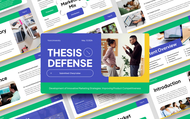 Modello di PowerPoint per la strategia di marketing della difesa della tesi