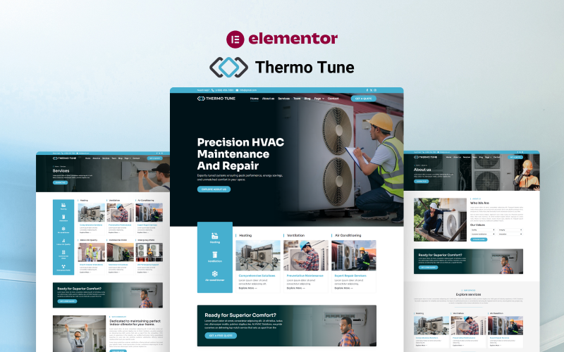 ThermoTune — Kit de modèles Elementor pour réparation de climatisation